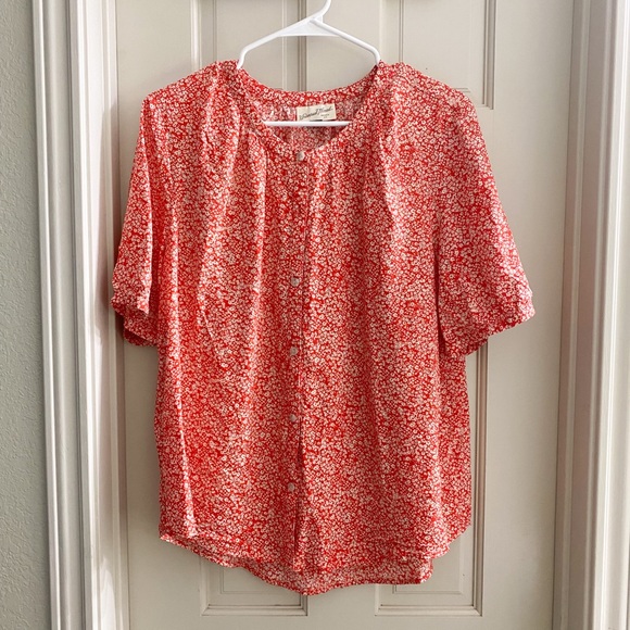Coral/ floral blouse - Picture 1 of 2